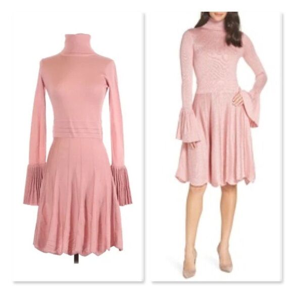 CAARA Pink Turtleneck Dress sz Large - Picture 1 of 12